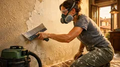Come rimuovere la pittura a bucciato e ottenere pareti lisce senza impazzire con la polvere