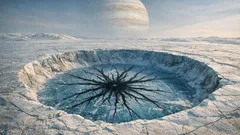 Il “ragno” su Europa: cosa rivela la strana macchia nel cratere Manannán